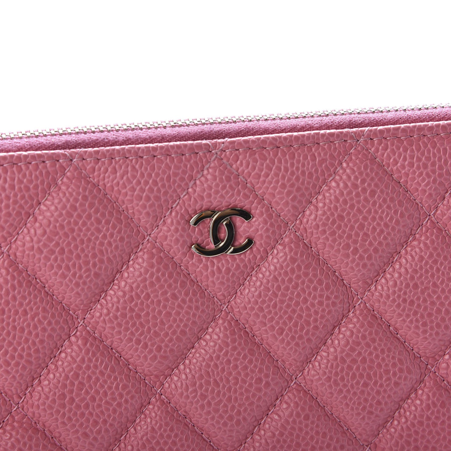 Caviar Quilted Large Cosmetic Case Rose Pink