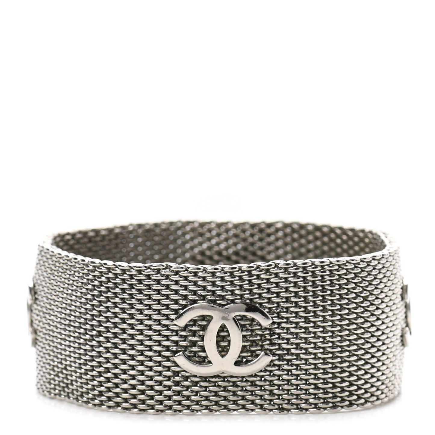 Metal Mesh CC Bracelet Silver