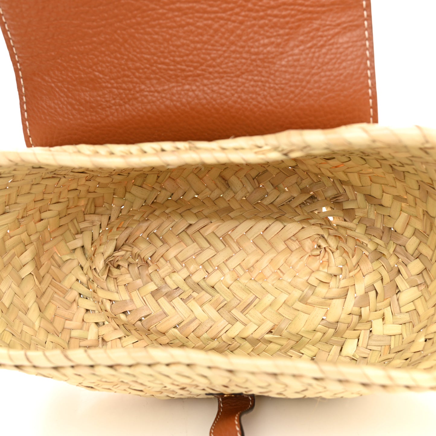 Raffia Calfskin Marcie Basket Tan