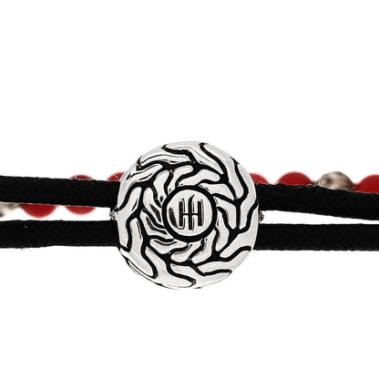 John Hardy Sterling Silver Red Coral Classic Chain Bead Cord Bracelet Black 3 of 4