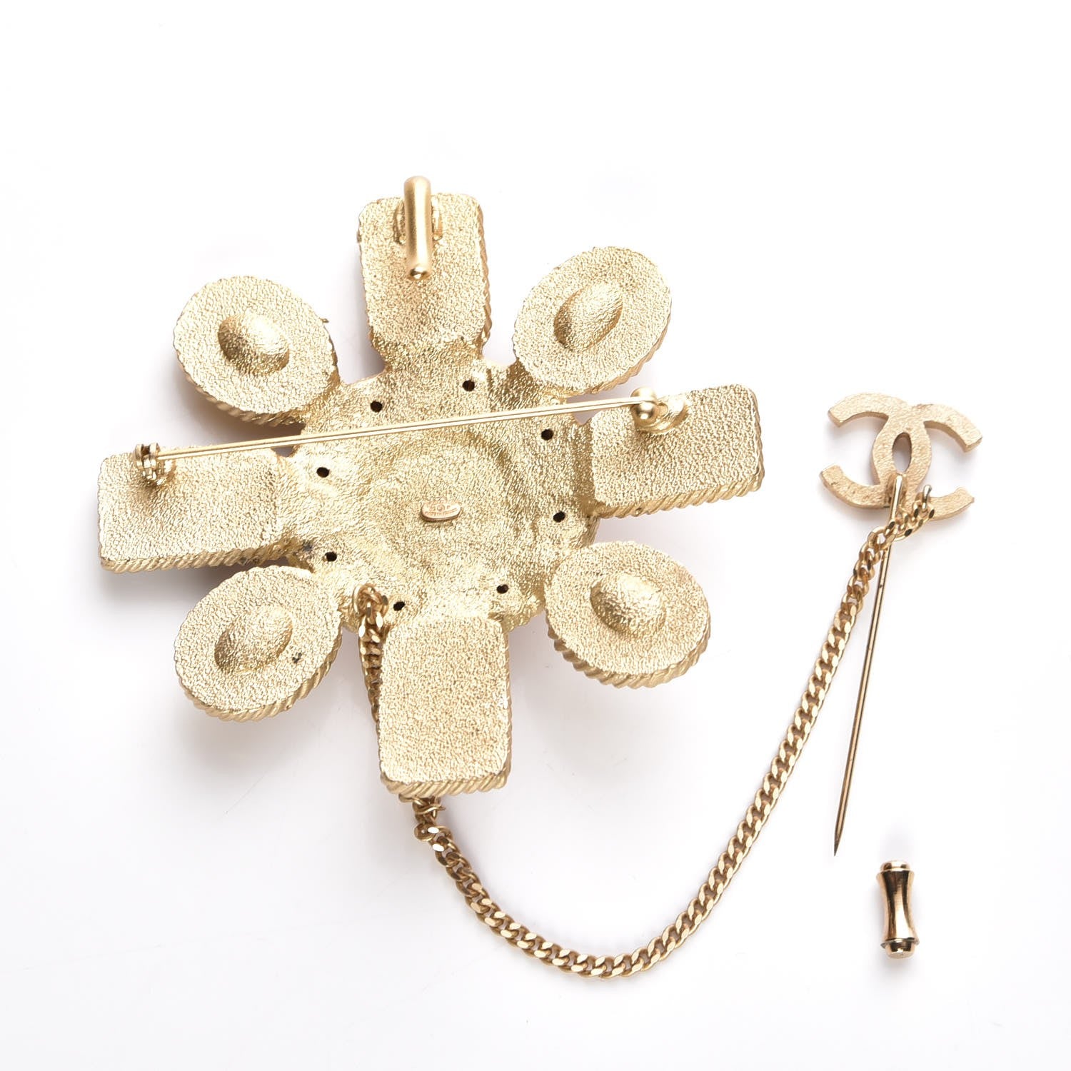 Chanel Gripoix Crystal CC Chain Brooch Gold 4 of 6
