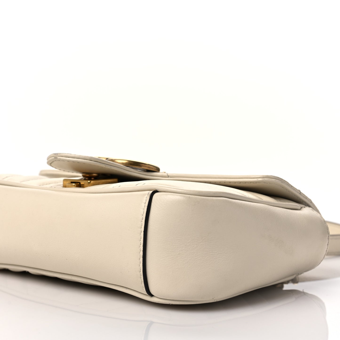 Calfskin Matelasse Mini GG Marmont Shoulder Bag White