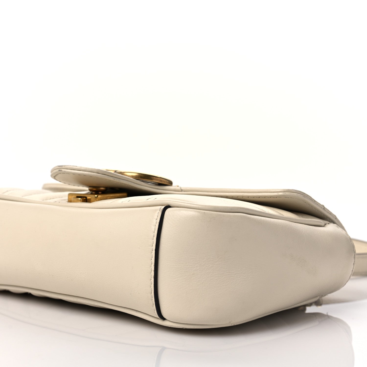 Gucci Calfskin Matelasse Mini GG Marmont Shoulder Bag White 10 of 11