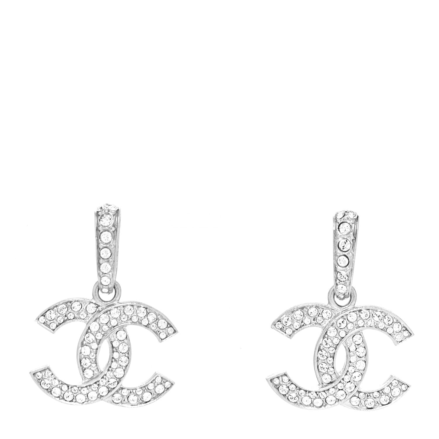 Chanel Crystal Palais Garnier CC Drop Earrings Silver 1 of 4