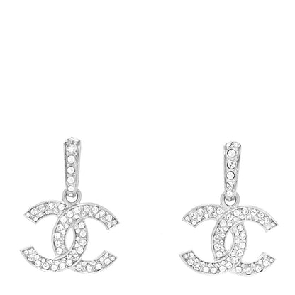 Chanel Crystal Palais Garnier CC Drop Earrings Silver 1 of 4