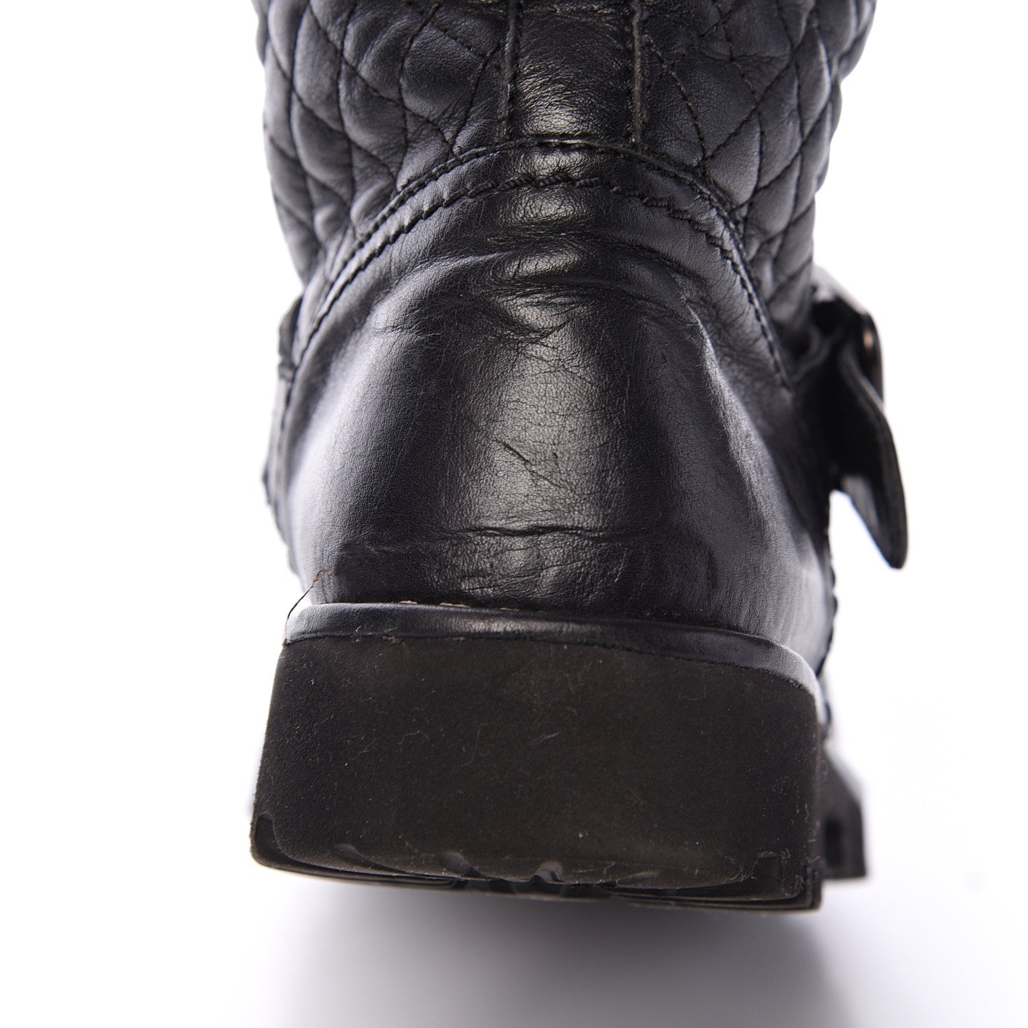 Chanel Calfskin Quilted Biker Boots 36.5 Black 9 of 9
