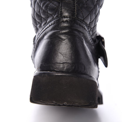 Chanel Calfskin Quilted Biker Boots 36.5 Black 9 of 9