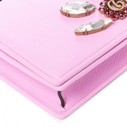 Gucci Calfskin Marquise Crystals Mini GG Chain Wallet Malva 5 of 9