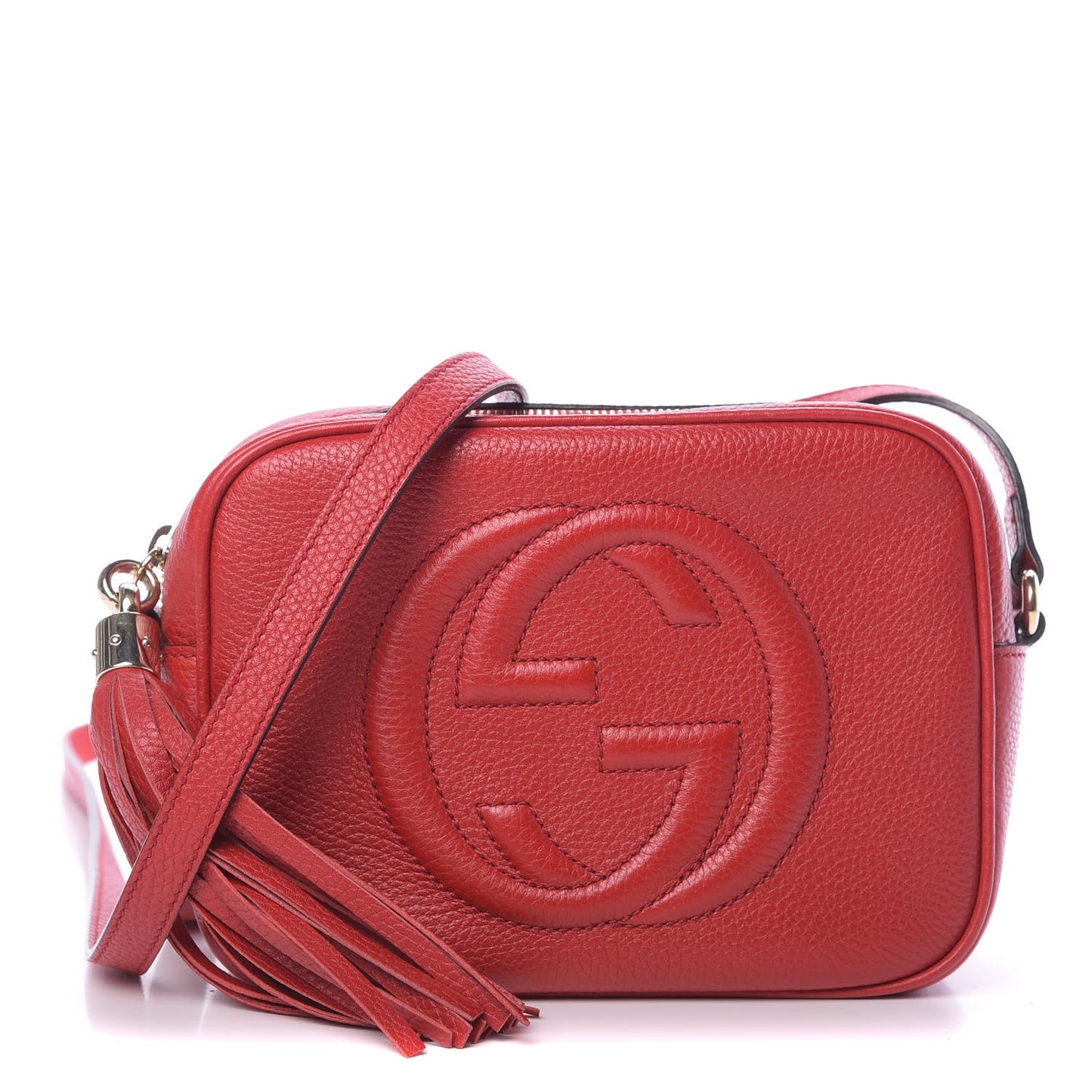 Pebbled Calfskin Small Soho Disco Bag Vibrant Red