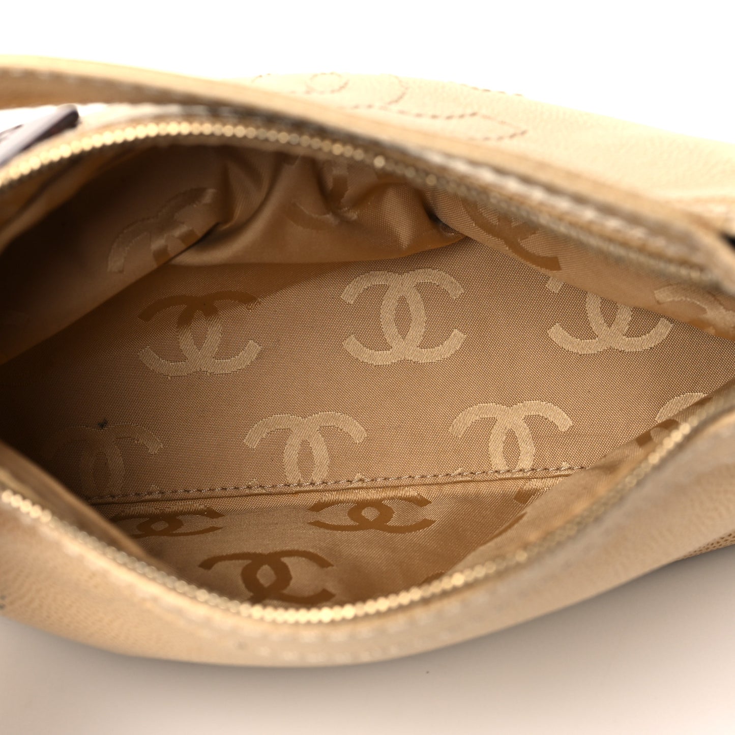 Caviar CC Wood Chain Hobo Beige