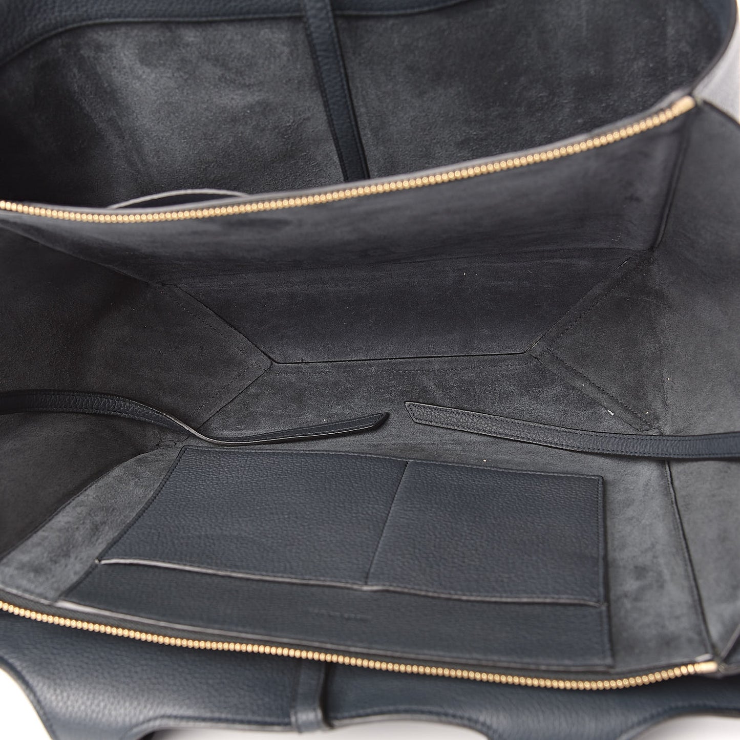 Baby Grained Calfskin Medium Tri-Fold Bag Dark Sea