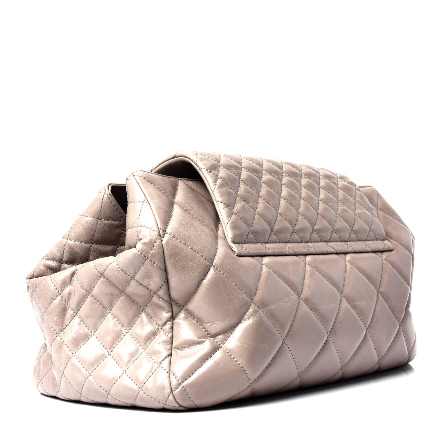 Chanel Aged Glazed Calfskin Quilted Large Daily Walk Flap Grey 2 of 4
