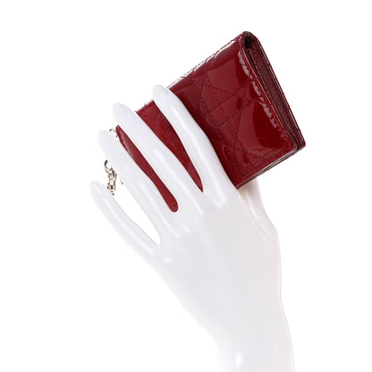 Christian Dior Patent Cannage Mini Lady Dior Wallet Cherry Red 2 of 8