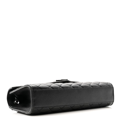 Saint Laurent Grain De Poudre Textured Mixed Matelasse Triquilt Medium Monogram Monochrome Satchel Black 4 of 15