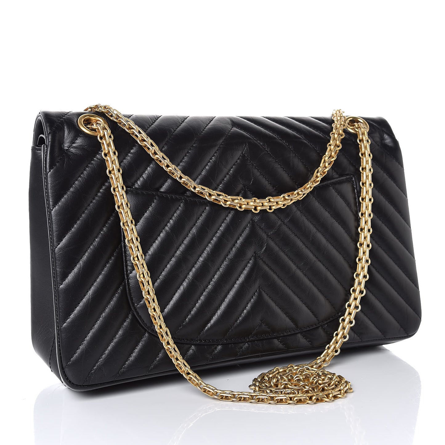 Aged Calfskin Chevron Quilted 2.55 Reissue 226 Flap Black