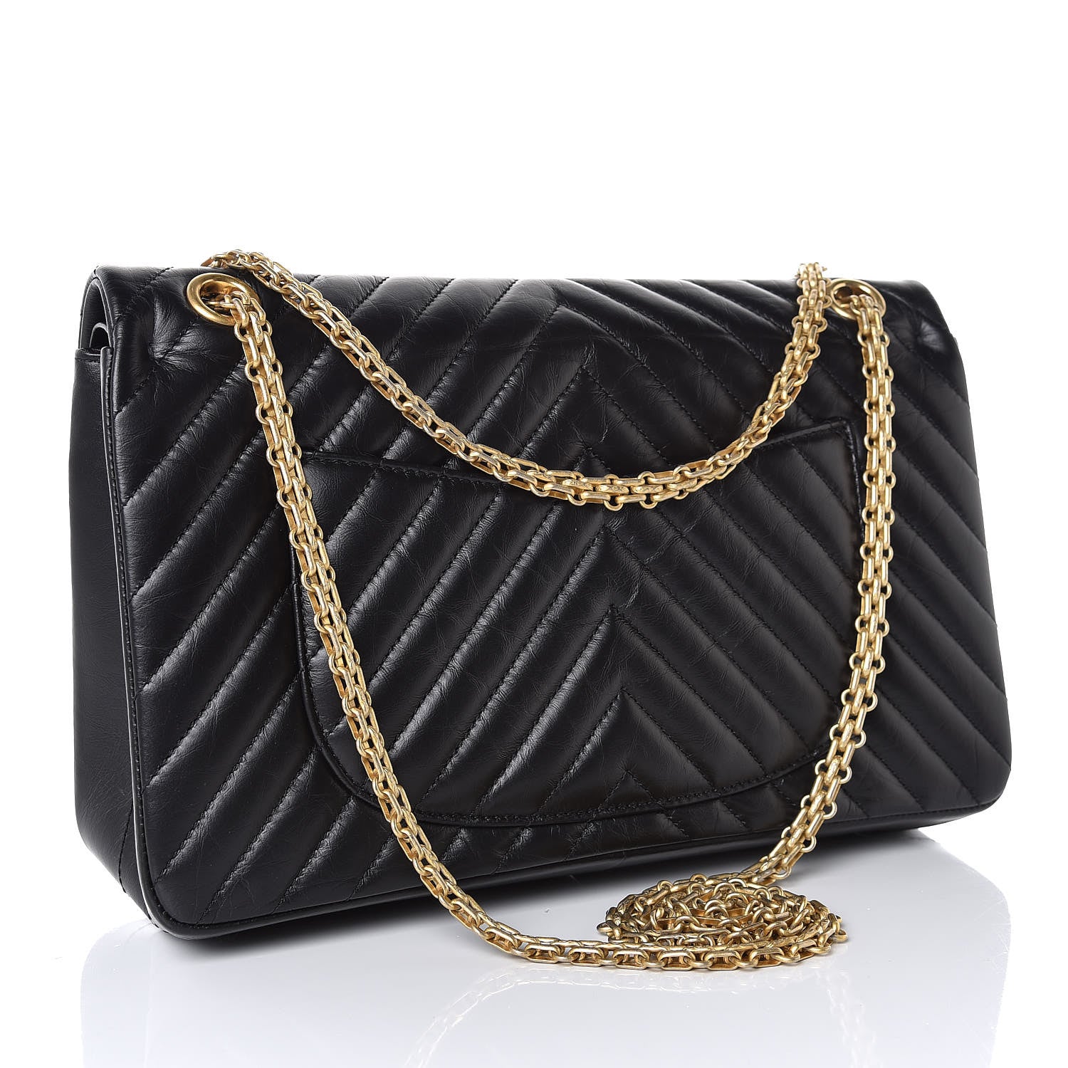 Chanel Aged Calfskin Chevron Quilted 2.55 Reissue 226 Flap Black 3 of 7