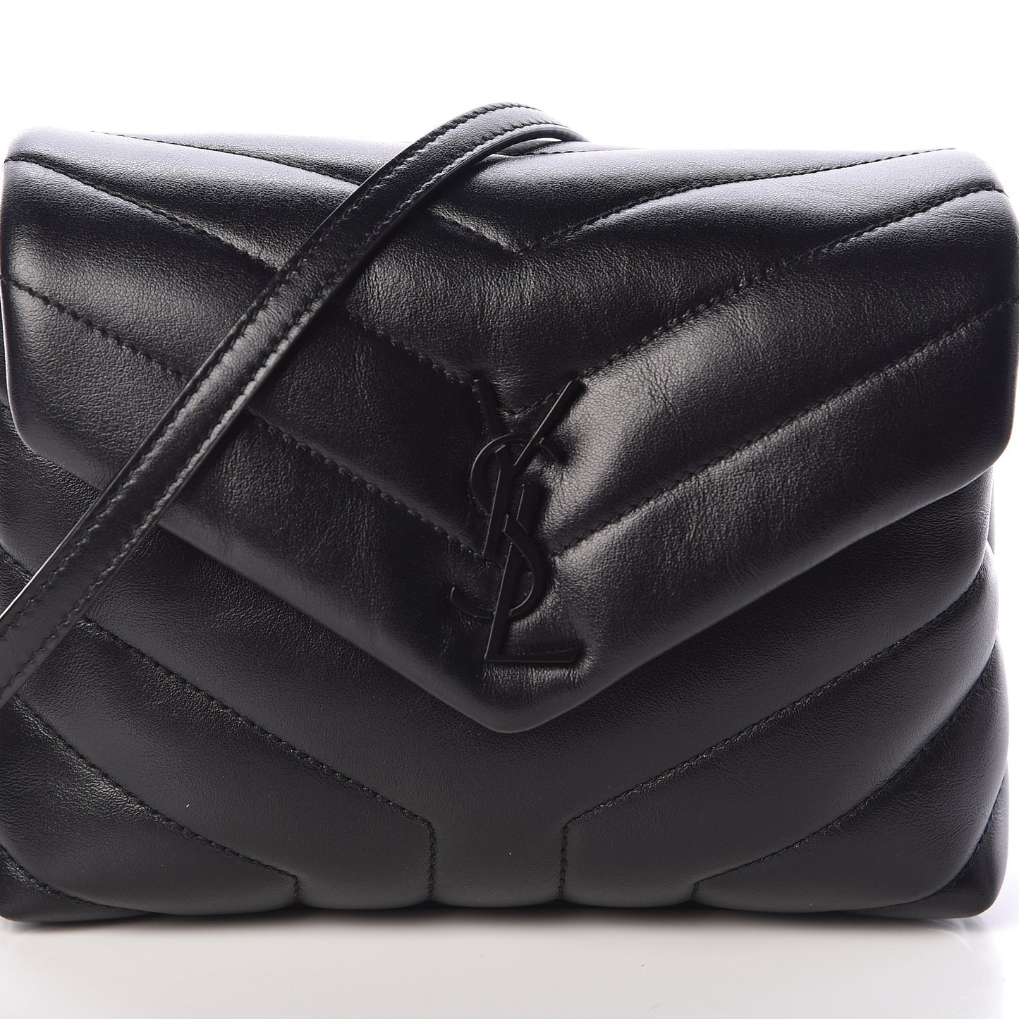 Calfskin Y Quilted Monogram Toy Loulou Crossbody Bag Black