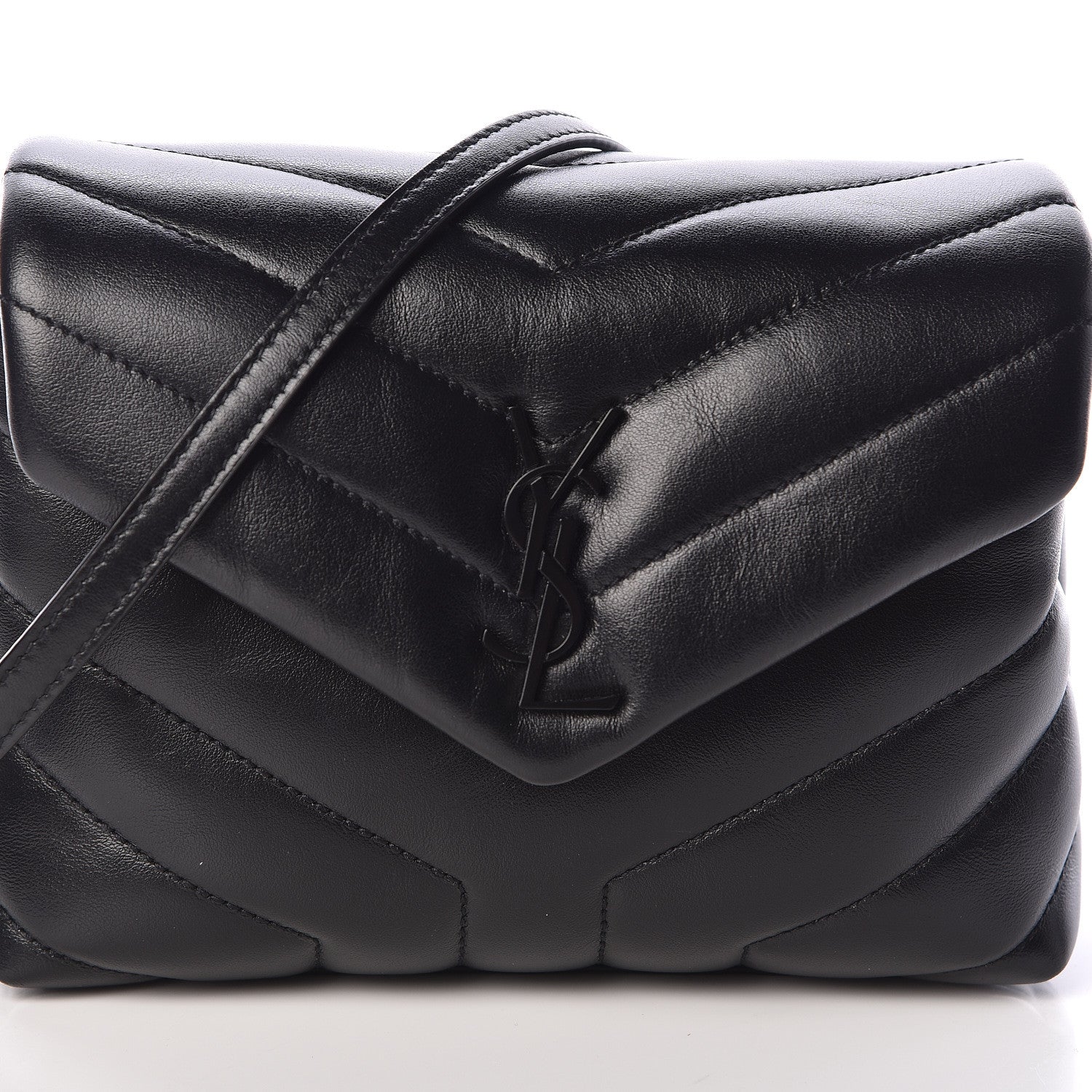 Saint Laurent Calfskin Y Quilted Monogram Toy Loulou Crossbody Bag Black 7 of 10