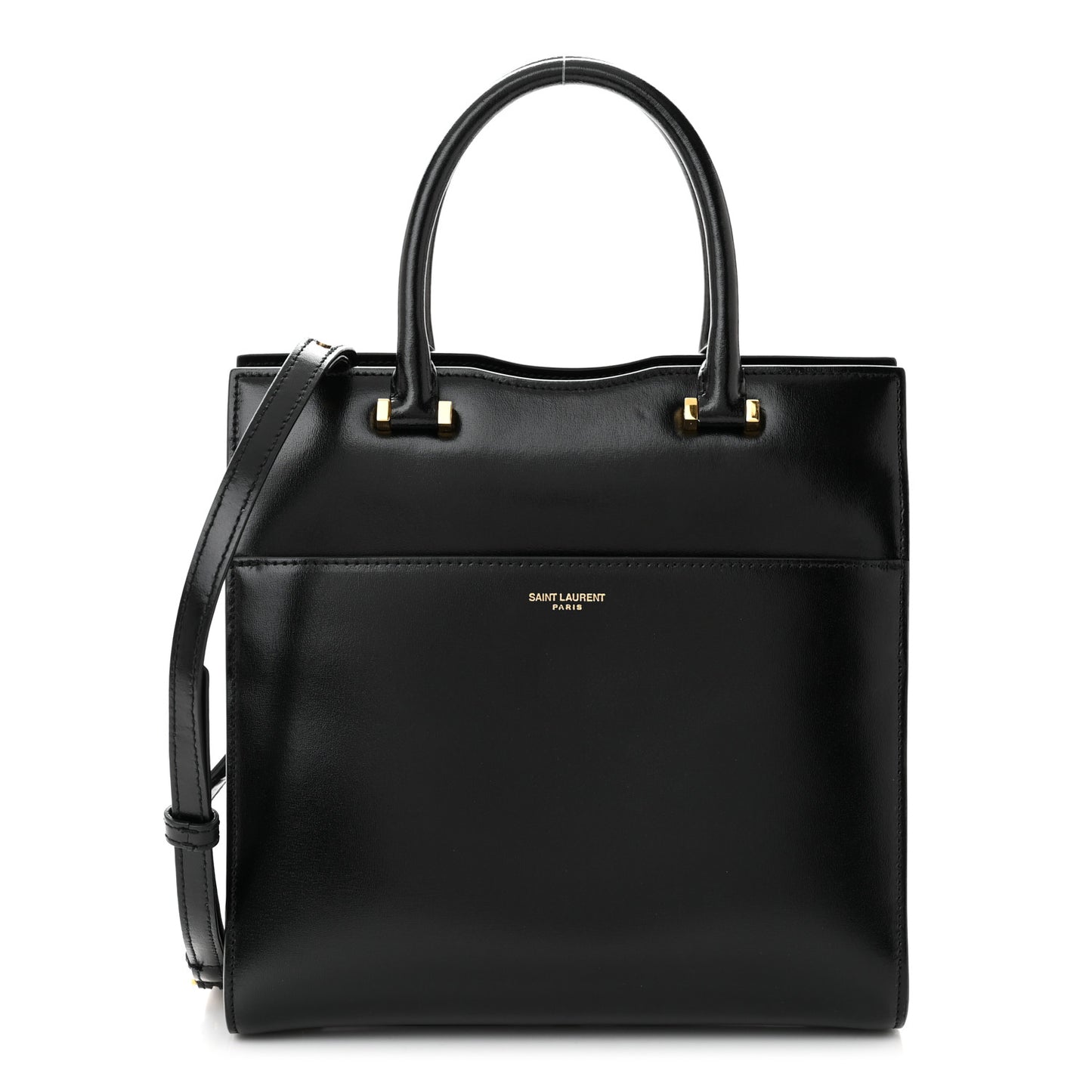 SAINT LAURENT Shiny Calfskin Small Uptown Tote Black