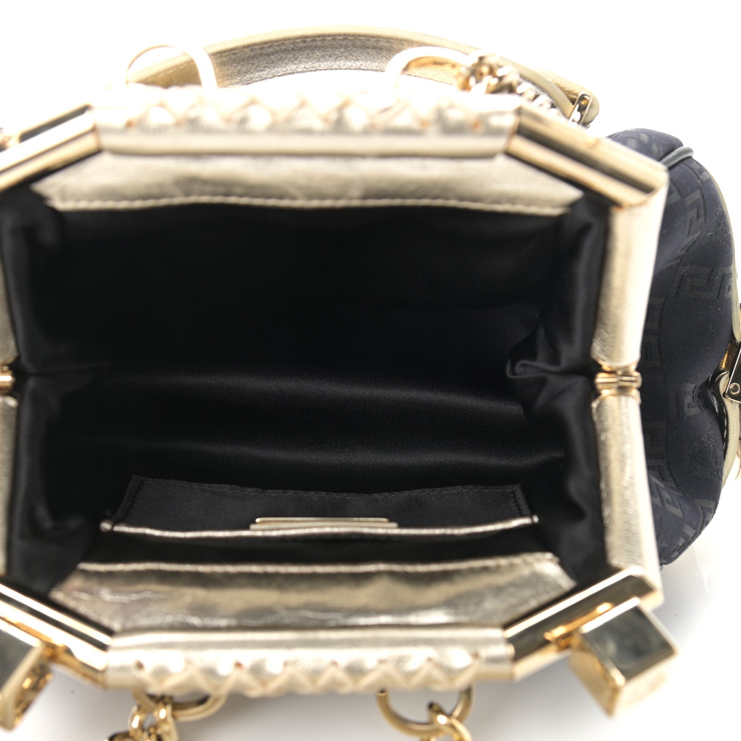 Versace Calfskin Nylon Madonna Satchel Black Gold 5 of 9