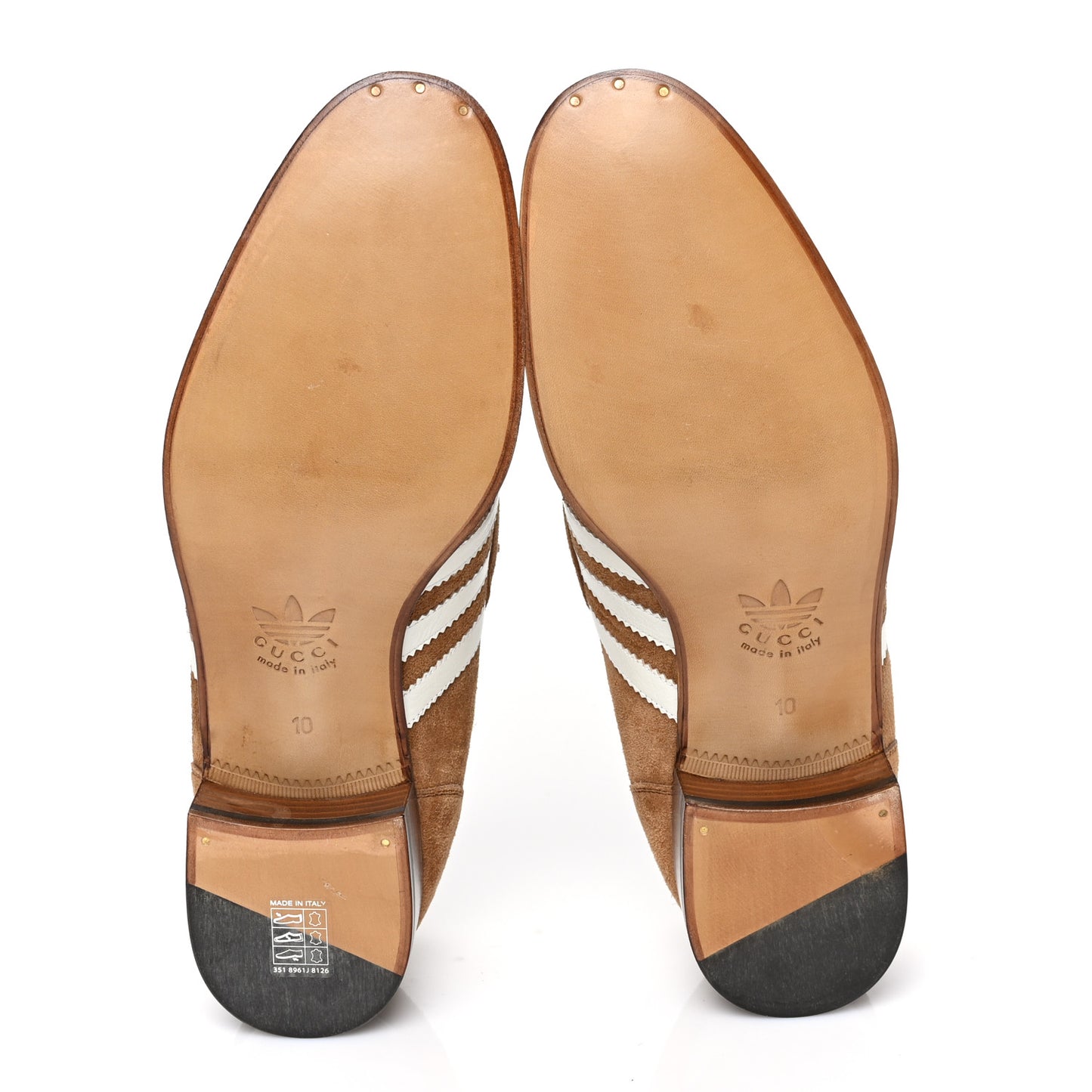 X ADIDAS Suede Supersofty Quentin Goatskin Web Mens Horsebit Loafers 10 Nocciola Off White