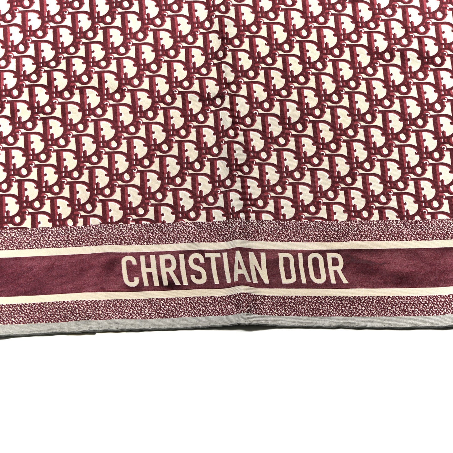 Silk Oblique Diortwin Square Scarf 90 Burgundy Navy Blue