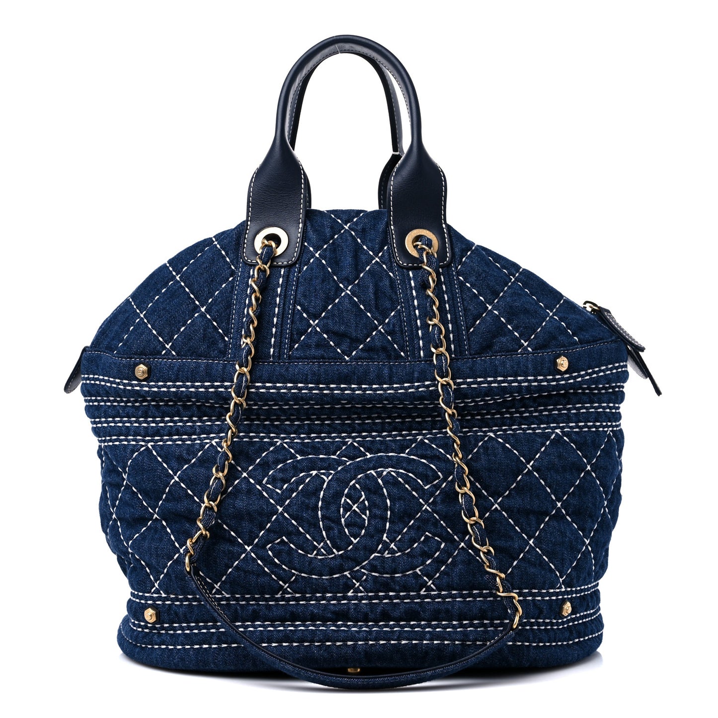 Denim Quilted CC Denim Trip Shoulder Bag Blue