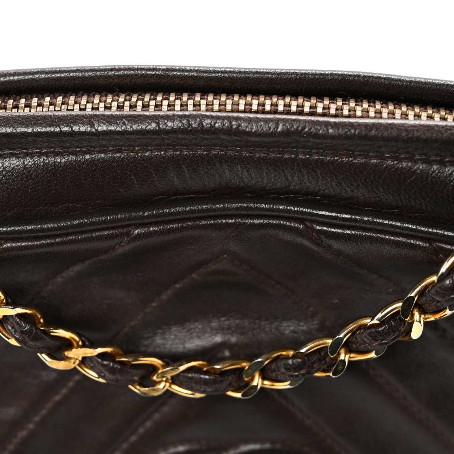 Chanel Lambskin Chevron Quilted Tassel Camera Case Brown 11 of 11