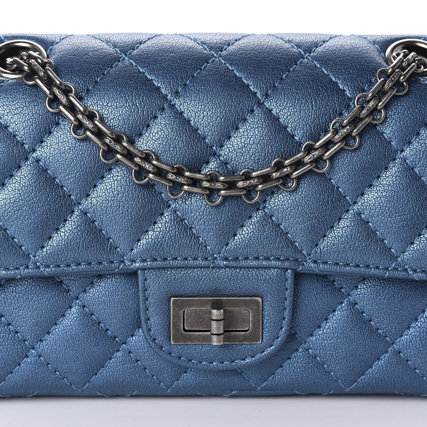 Metallic Sheepskin Quilted 2.55 Reissue Mini Flap Blue