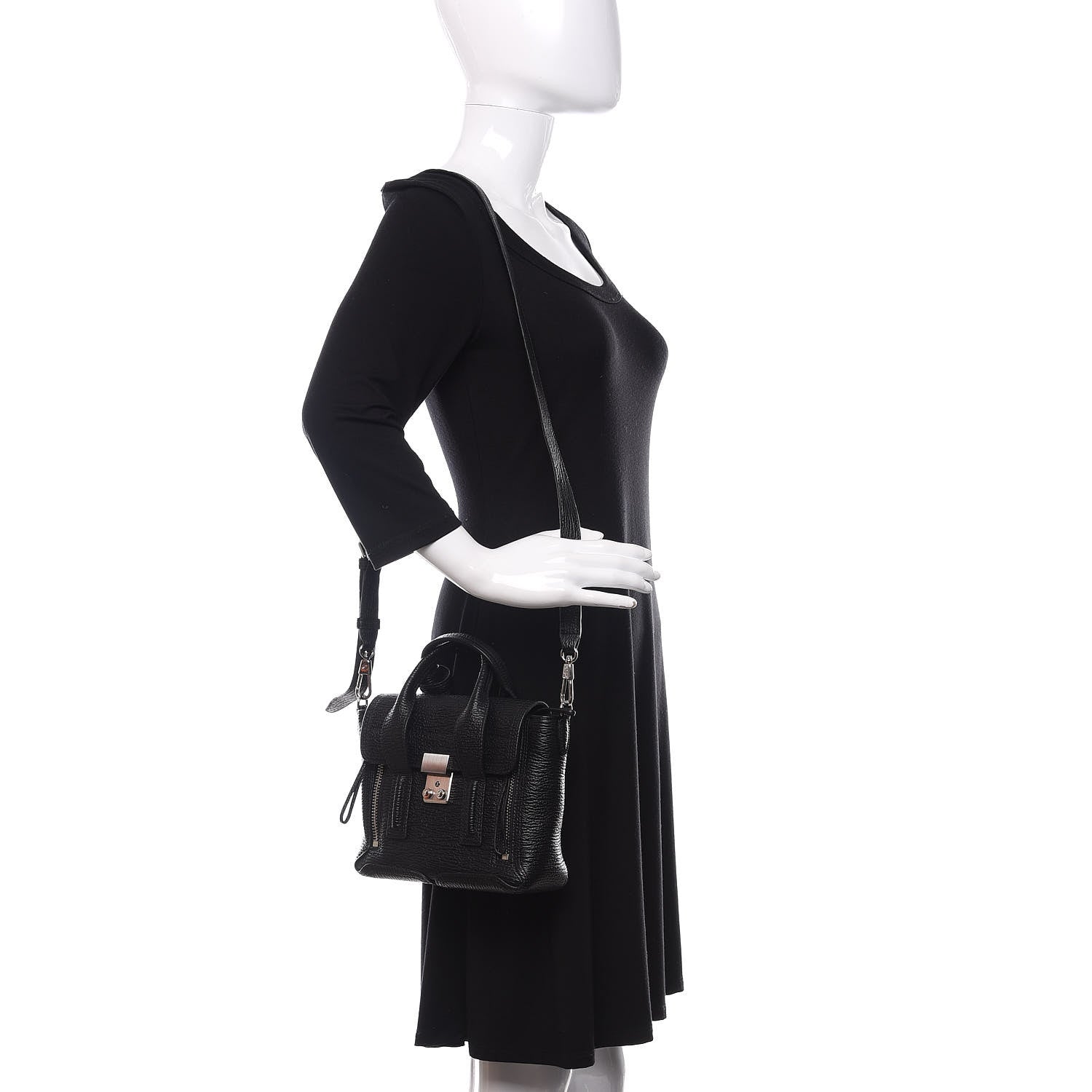 3.1 Phillip Lim 3.1 Textured Calfskin Mini Pashli Satchel Black 2 of 9