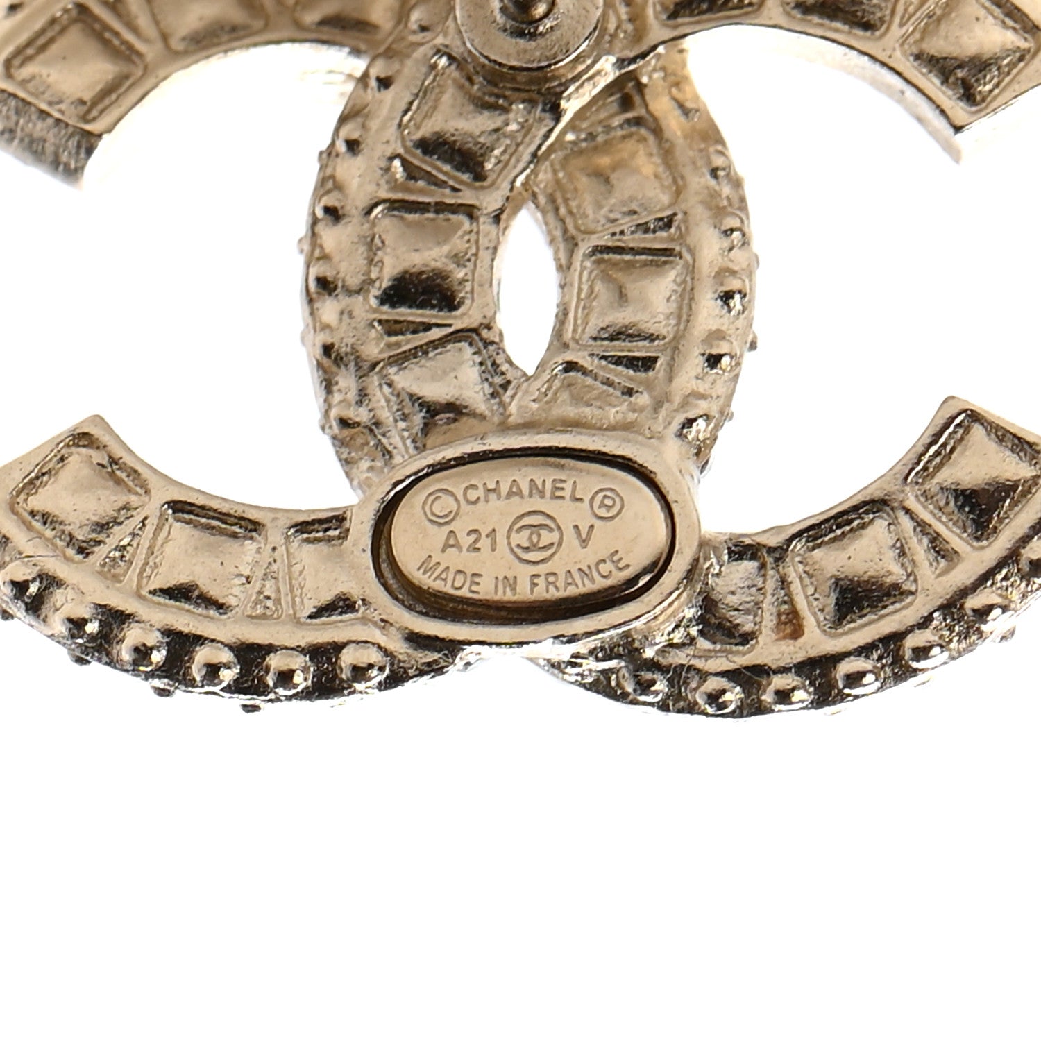 Chanel Crystal Timeless CC Earrings Light Gold 4 of 4