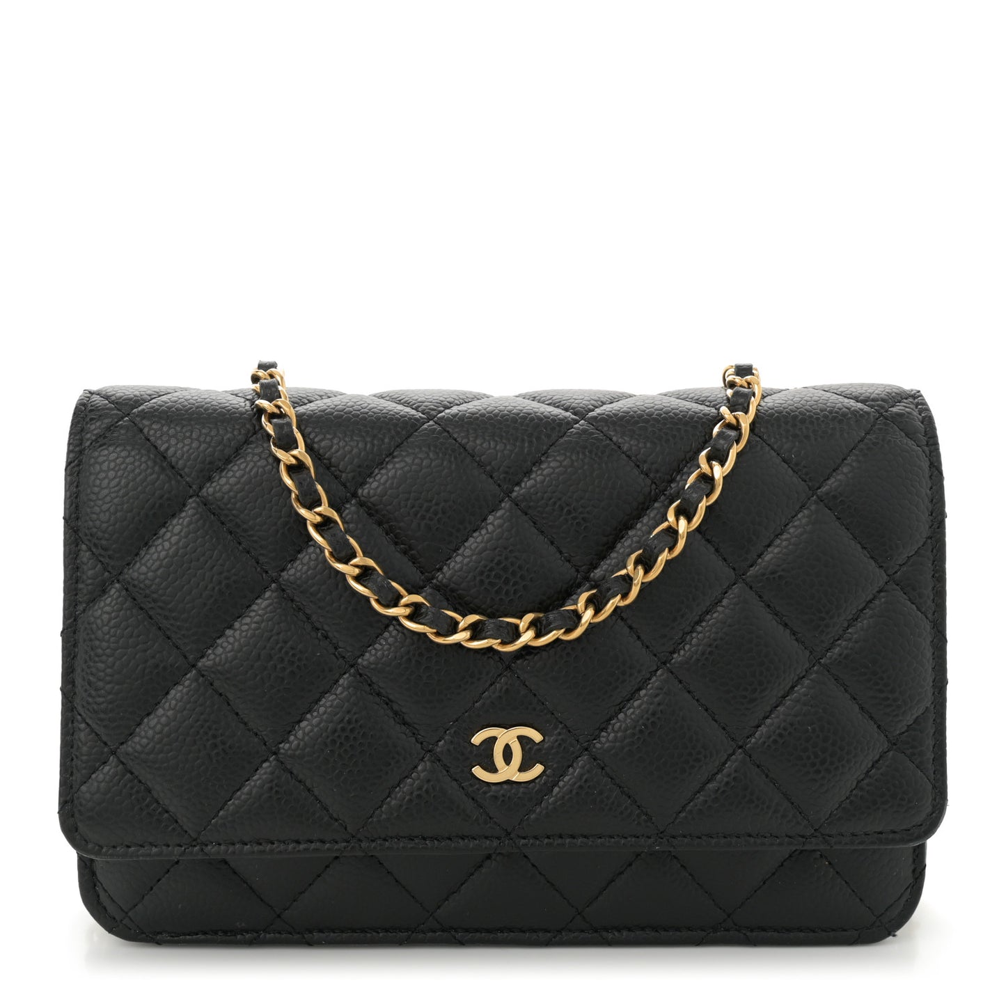 Caviar Quilted Wallet on Chain WOC Black