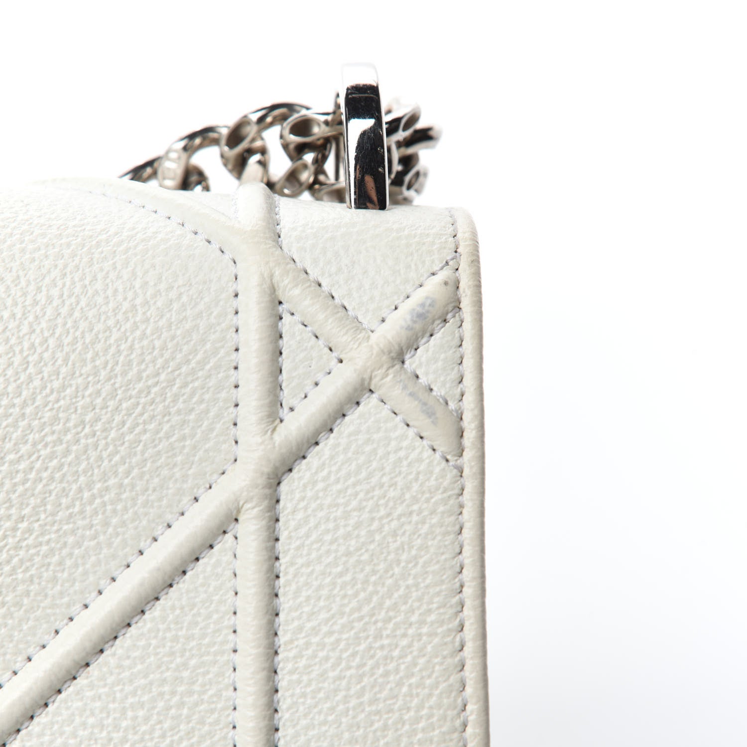 Christian Dior Grained Calfskin Small Diorama Flap Bag White 10 of 20