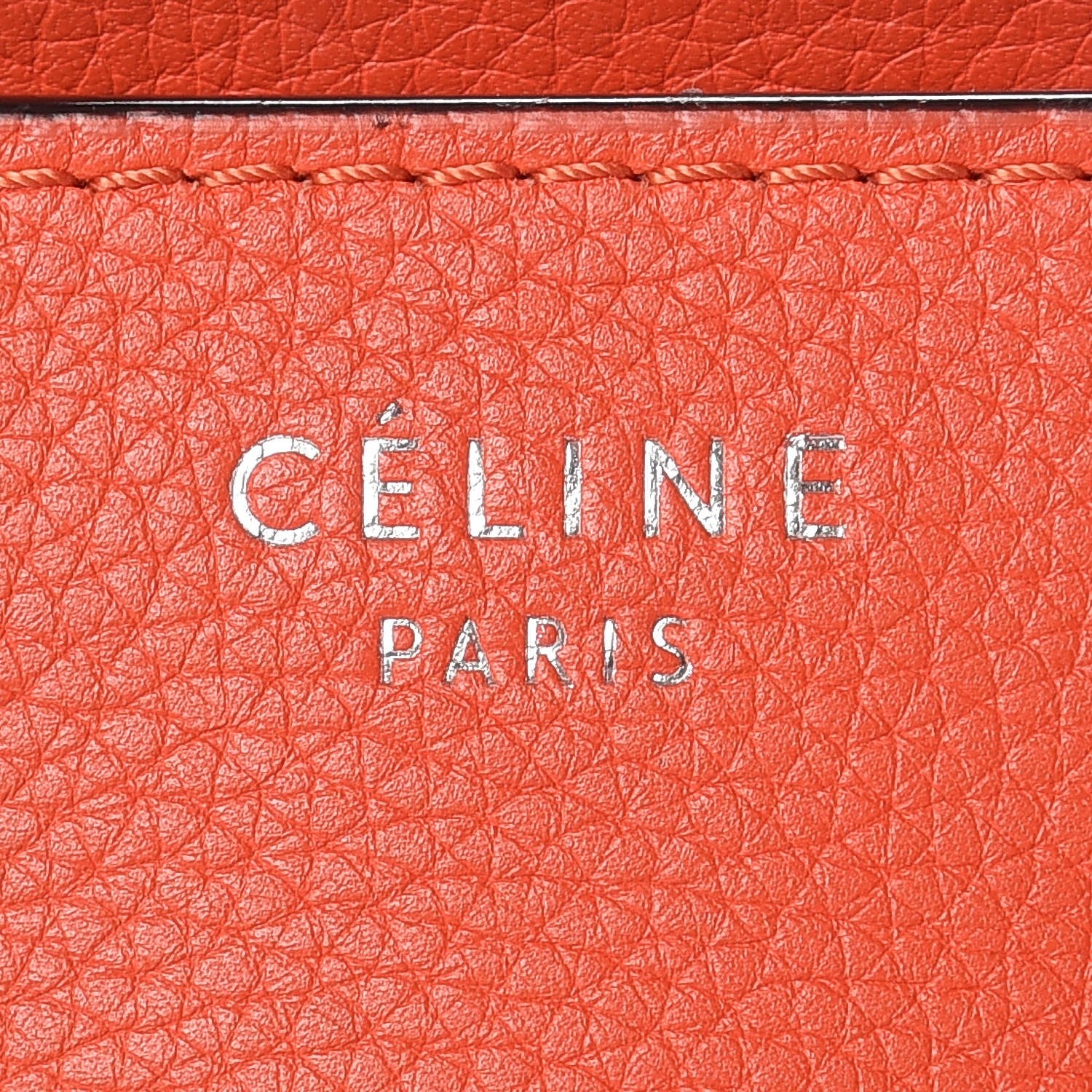 Celine Drummed Calfskin Micro Luggage Vermillion 6 of 15