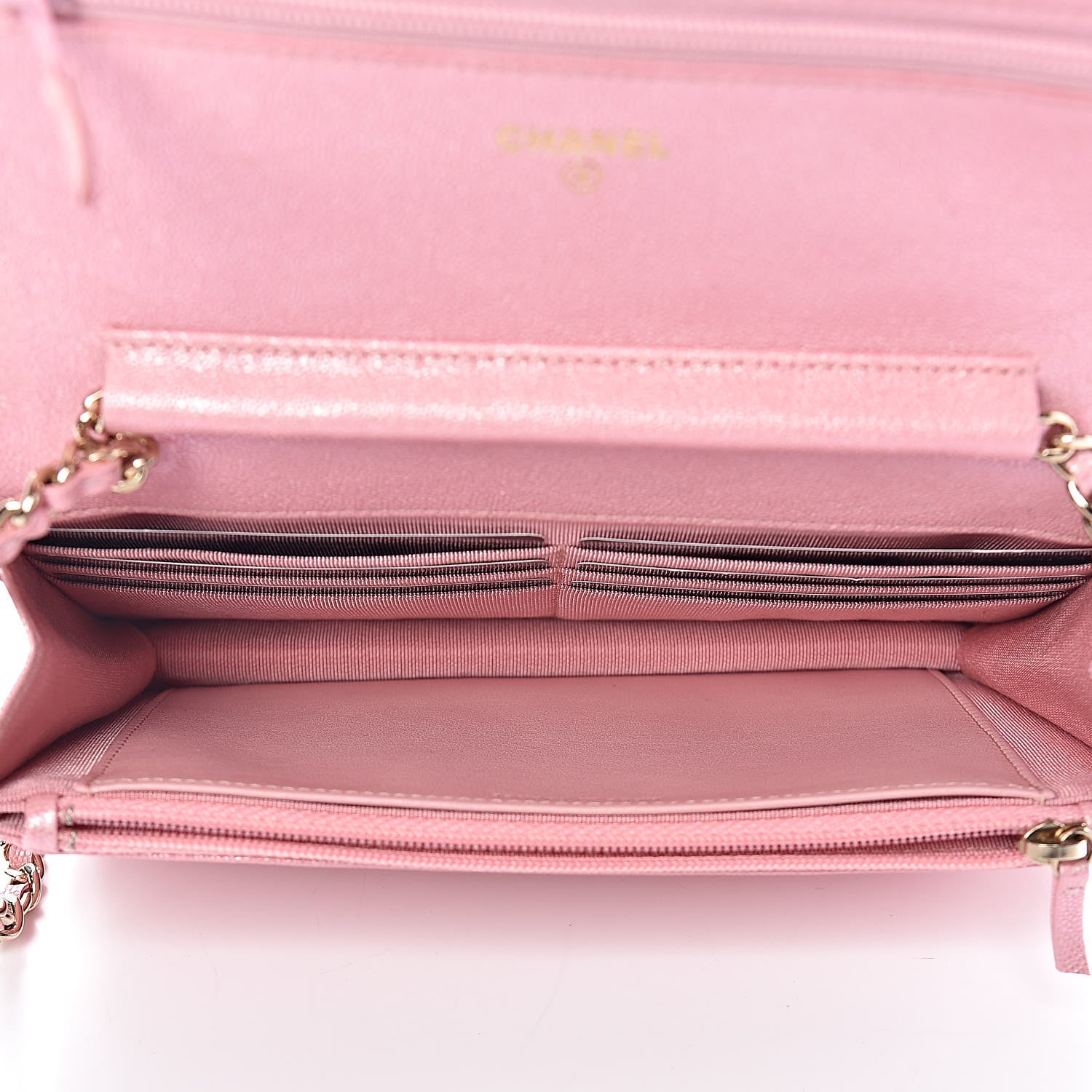 Chanel Iridescent Caviar Quilted Wallet on Chain WOC Rose Pink 5 of 12