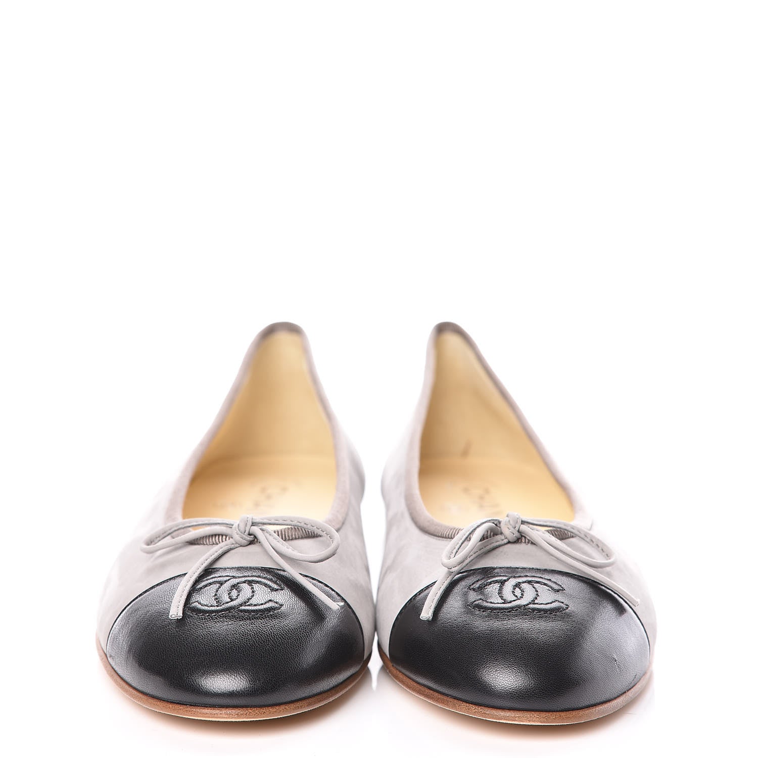 Chanel Suede Cap Toe Ballerina Flats 39.5 Grey Black 2 of 9