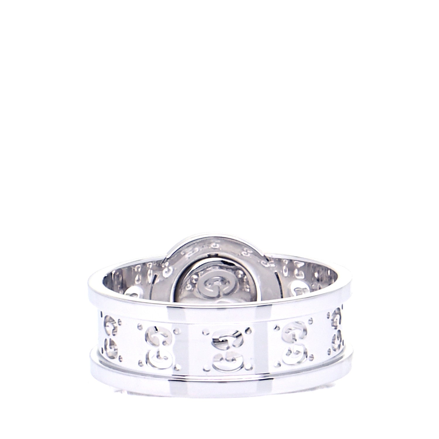 Gucci 18K White Gold Diamond 10mm Icon Twirl Band Ring 54 7 3 of 7