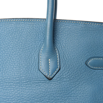 Hermes Taurillon Clemence Birkin 35 Blue Jean 8 of 38