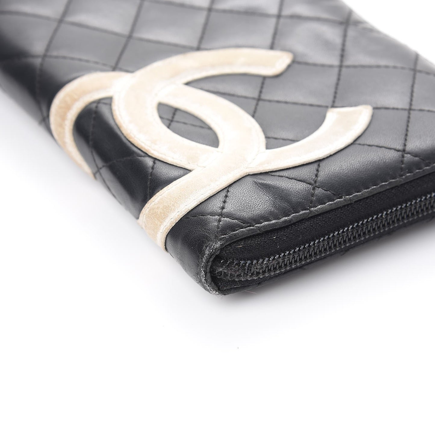 Cambon Zip Around Organizer Wallet Black White