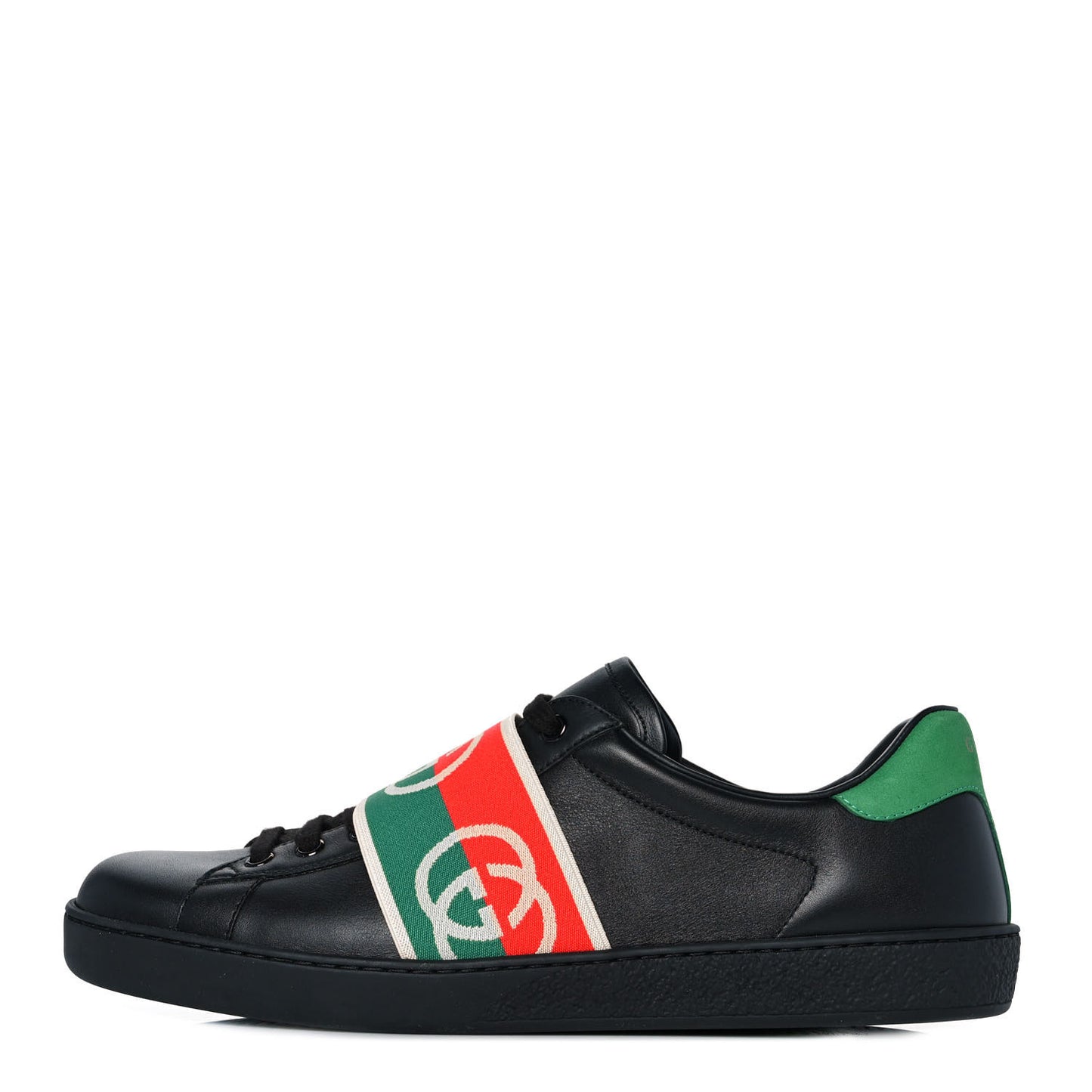 Calfskin Web Interlocking G Mens Ace Sneakers 10 Black