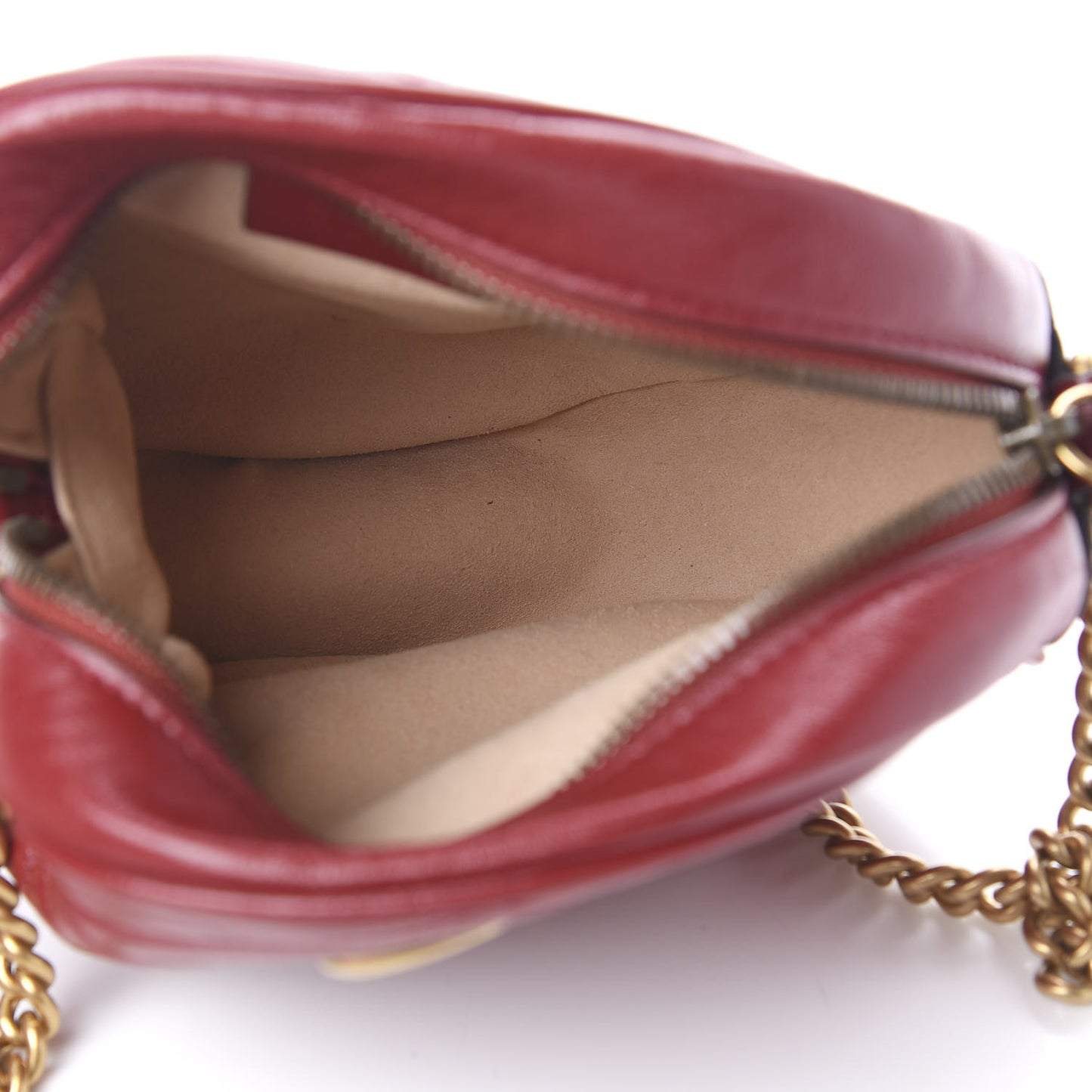 Glazed Calfskin Matelasse Heart Mini GG Marmont Round Shoulder Bag Romantic Cerise