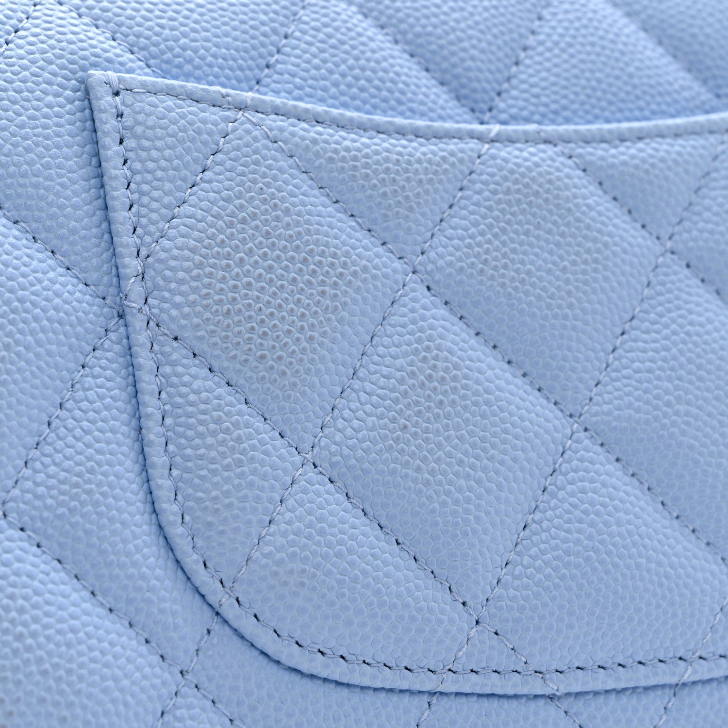 Chanel Caviar Quilted Large Gusset Flap Wallet Light Blue 9 of 10