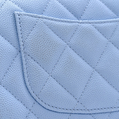 Chanel Caviar Quilted Large Gusset Flap Wallet Light Blue 9 of 10
