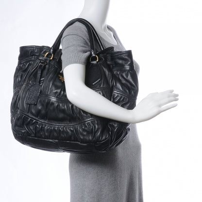 Prada Leather Gaufre Drawstring XL Nero Black 2 of 7