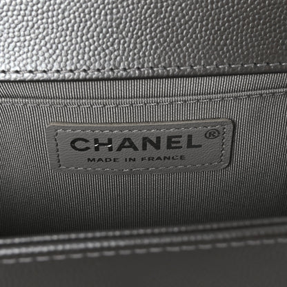 Chanel Metallic Caviar Quilted Medium Boy Flap Silver 6 of 11
