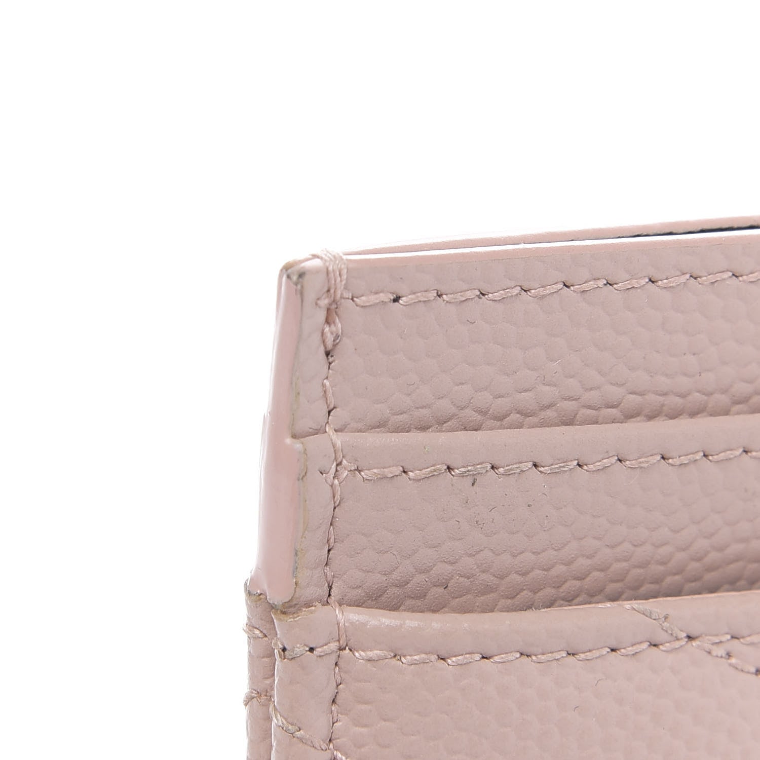 Saint Laurent Grain De Poudre Matelasse Chevron Monogram Credit Card Case Pale Blush 8 of 8