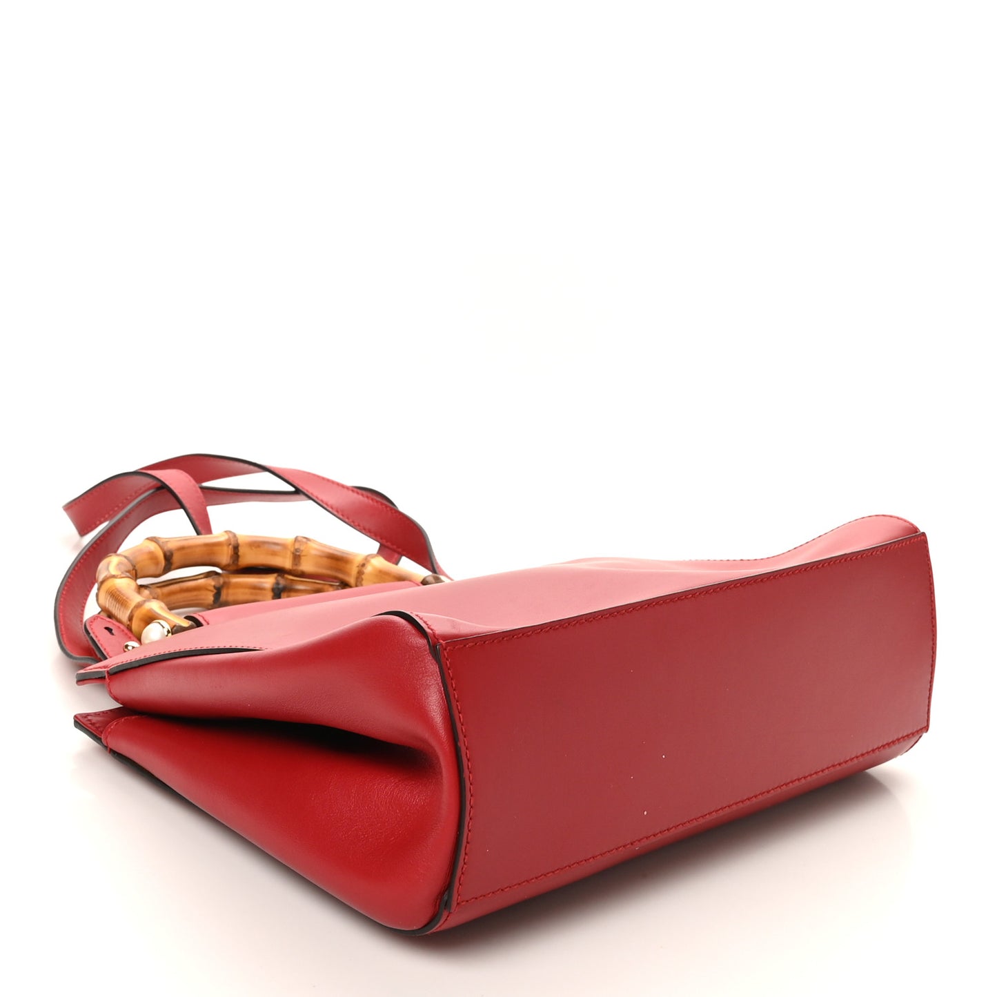 Nappa Bamboo Small Nymphaea Top Handle Bag Hibiscus Red