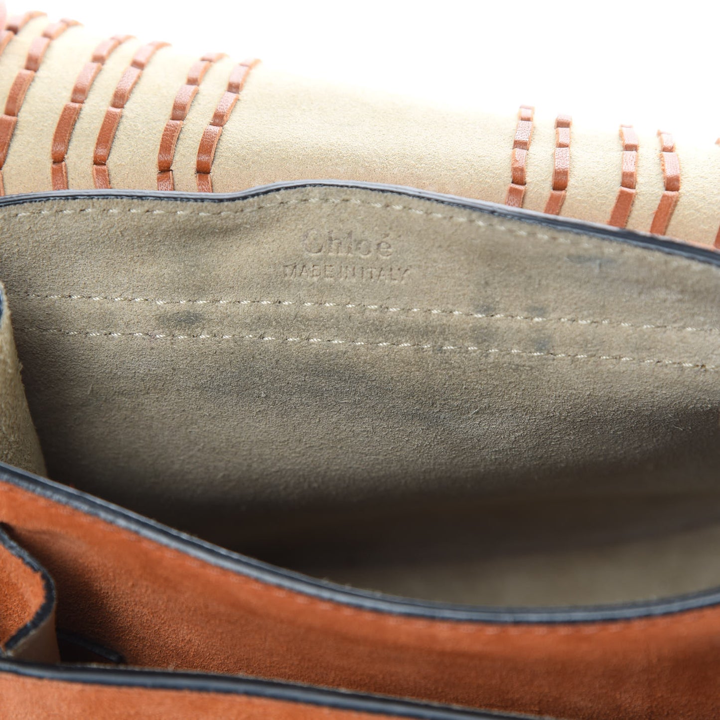 Suede Calfskin Braided Mini Hudson Shoulder Bag Caramel