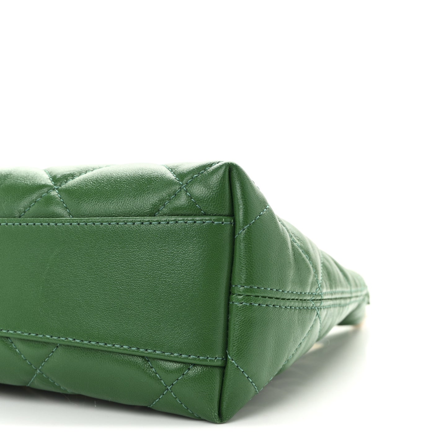 Shiny Crumpled Lambskin Quilted Small CC Funky Town Hobo Green