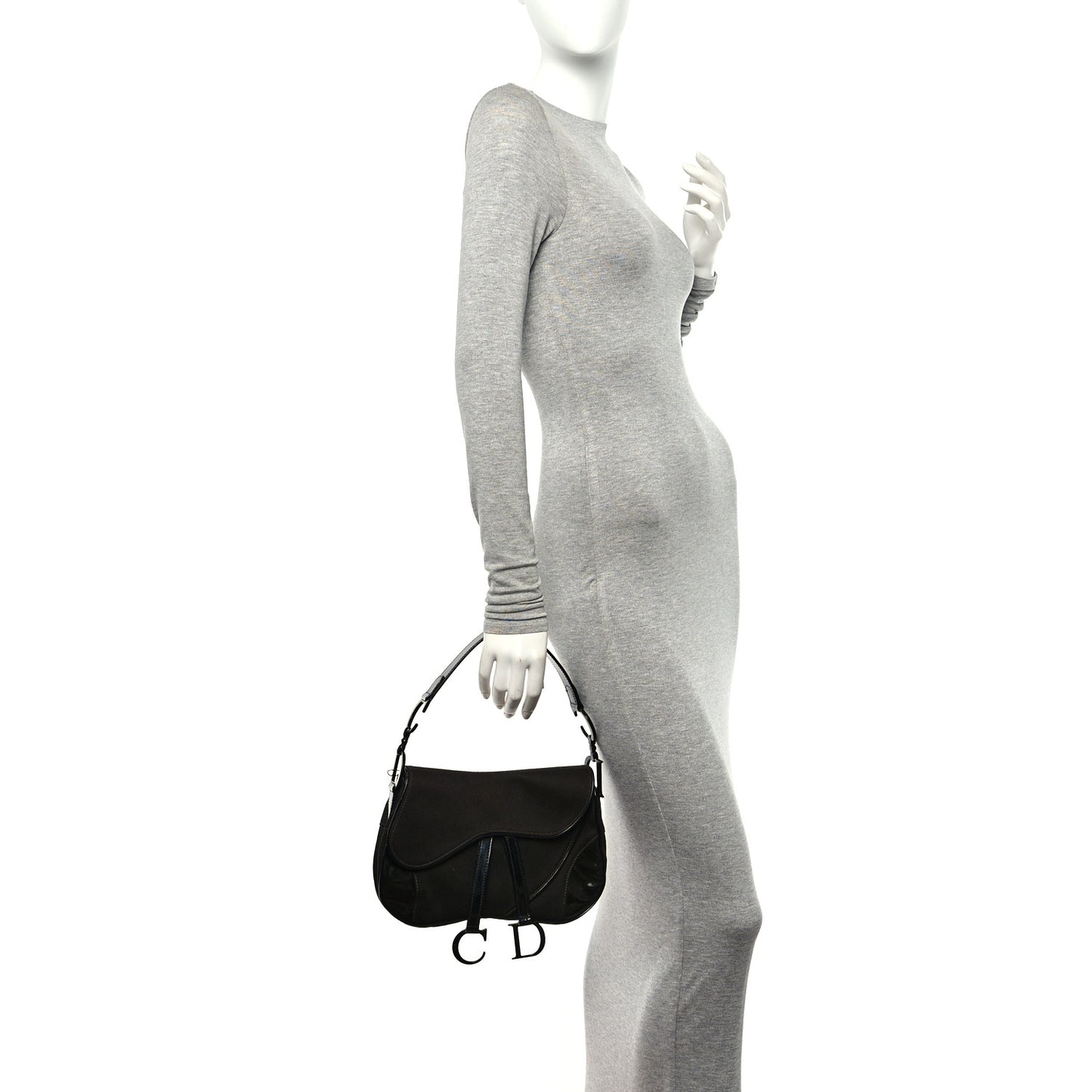 Canvas Patent Double Saddle Bag Brown Black